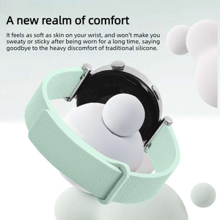 20mm Lychee Pattern Magnetic Loop Silicone Watch Band(Cloud Water Blue)