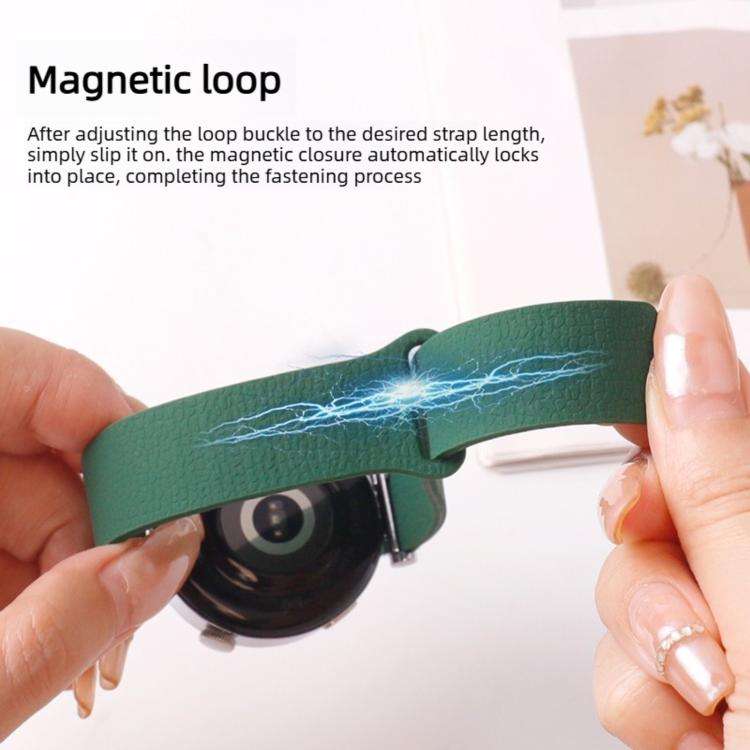 20mm Lychee Pattern Magnetic Loop Silicone Watch Band(Cloud Water Blue)