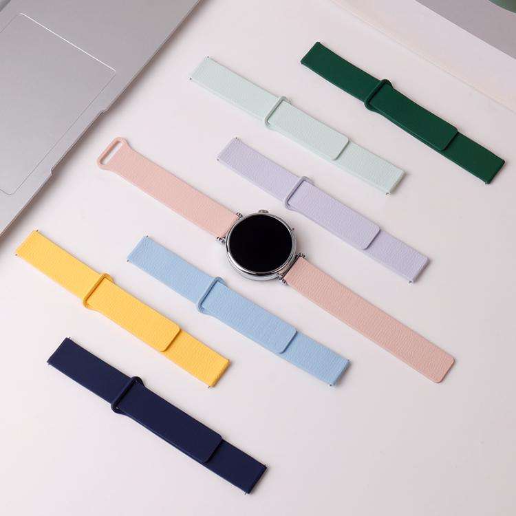 22mm Lychee Pattern Magnetic Loop Silicone Watch Band(Cloud Water Blue)