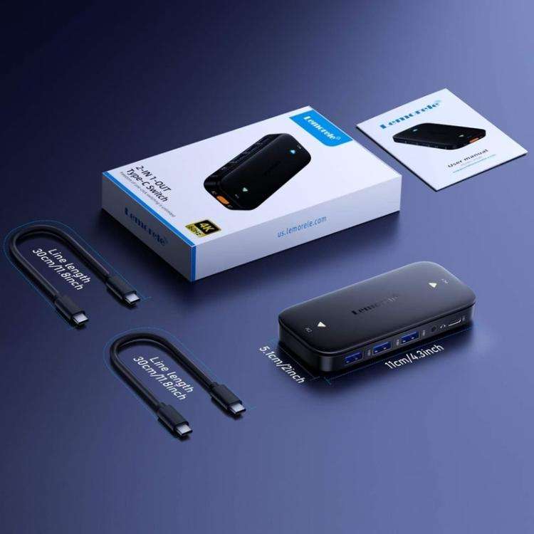 Lemorele H200 Type-C Kvm Switch 4K60Hz Hdmi Display 100W PD Fast Charging Hub