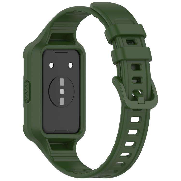 For Huawei Band 11 Pro / 11 Pro NFC Integrated Armor Solid Color Silicone Watch Band(Army Green)