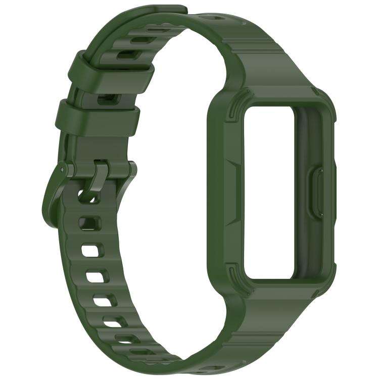 For Huawei Band 11 Pro / 11 Pro NFC Integrated Armor Solid Color Silicone Watch Band(Army Green)