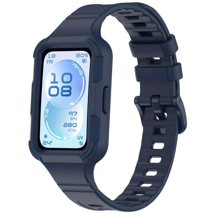 For Huawei Band 11 Pro / 11 Pro NFC Integrated Armor Solid Color Silicone Watch Band(Midnight Blue)