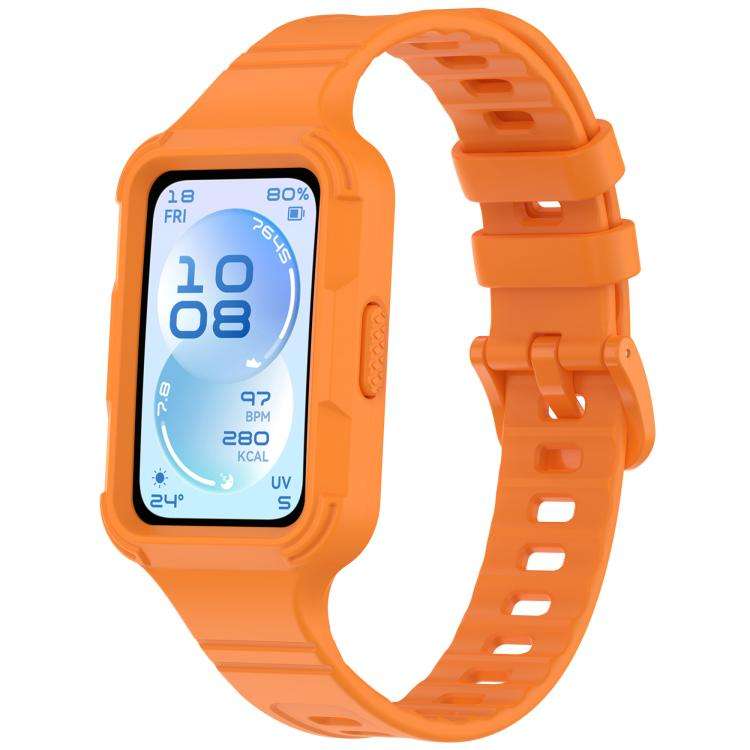 For Huawei Band 11 Pro / 11 Pro NFC Integrated Armor Solid Color Silicone Watch Band(Orange)