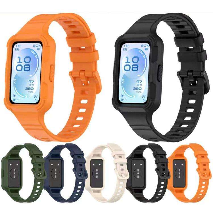 For Huawei Band 11 Pro / 11 Pro NFC Integrated Armor Solid Color Silicone Watch Band(Midnight Blue)