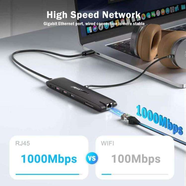 Lemorele TC96 Type-C Docking Station With Ethernet Port 4K HDMI PD Charging Hub