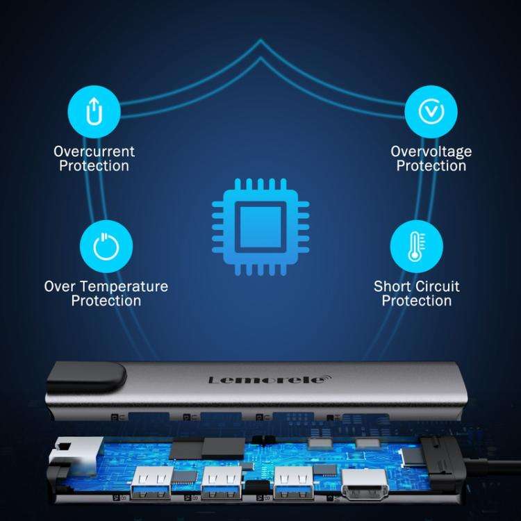 Lemorele TC39 9 in 1 Docking Station HDMI Ethernet 100W PD Laptop Connector