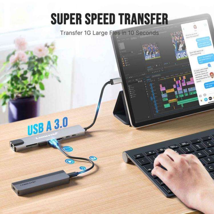 Lemorele TC19L Plus 8 in 1 Docking Station 4K Display Ethernet 100W PD Adapter