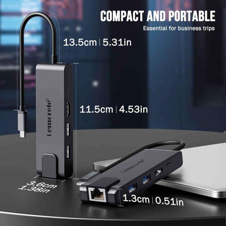 Lemorele TC24L 5 in 1 Docking Station 4K Ultra Display Fast Transfer 100W PD Adapter