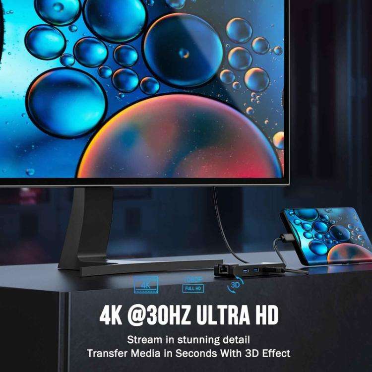 Lemorele TC24L 5 in 1 Docking Station 4K Ultra Display Fast Transfer 100W PD Adapter