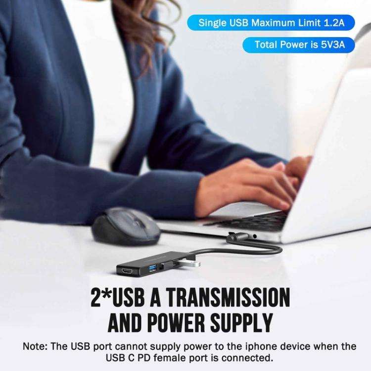 Lemorele TC22L 5 in 1 Docking Station 4K Output Ethernet 100W PD Laptop Connector