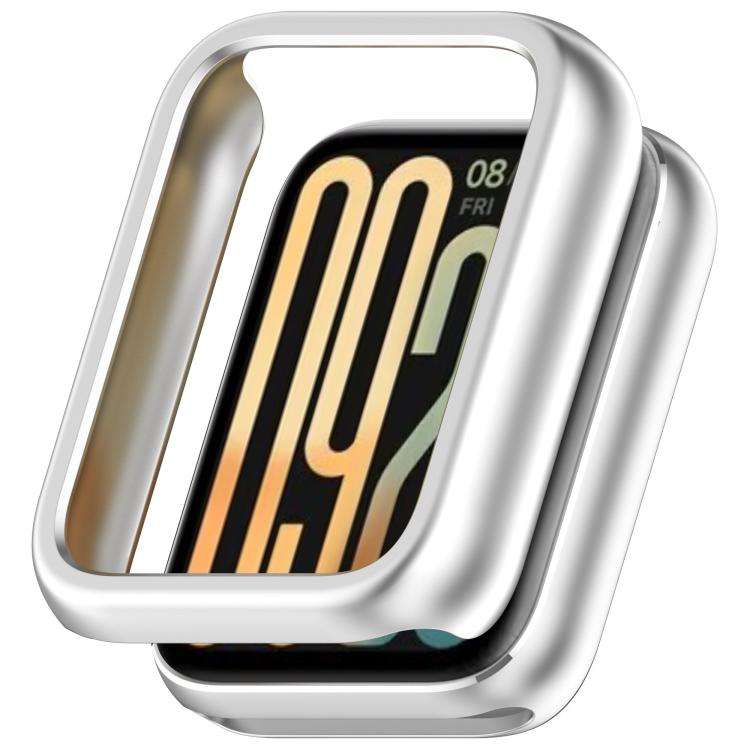 For Xiaomi Smart Band 10 Pro Ceramic Half Coverage Hollow PC Watch Protective Case(Silver)