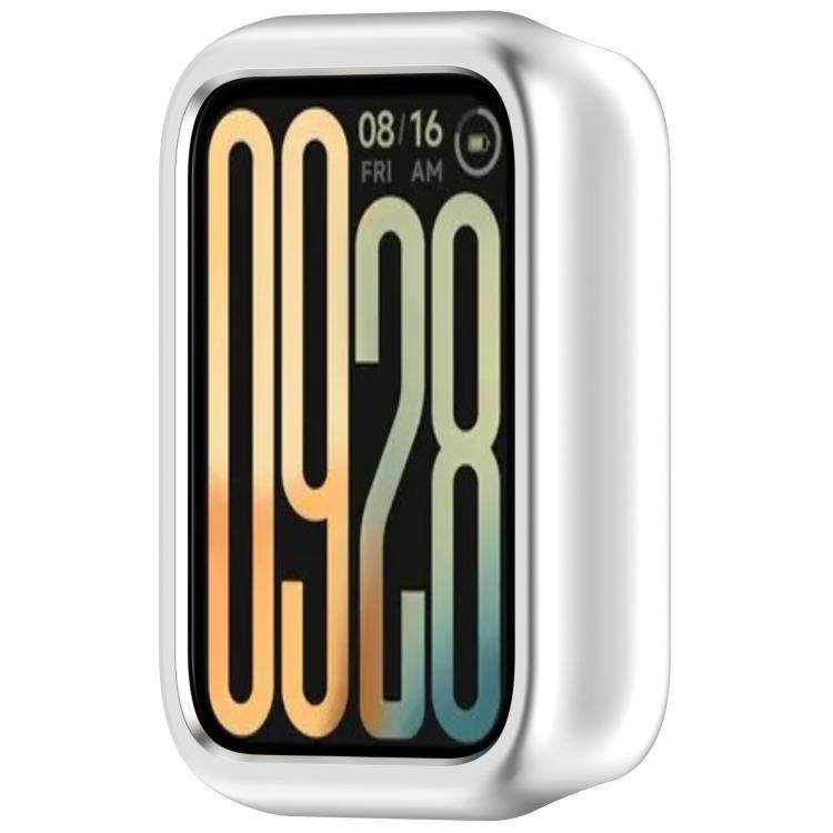 For Xiaomi Smart Band 10 Pro Ceramic Half Coverage Hollow PC Watch Protective Case(Silver)