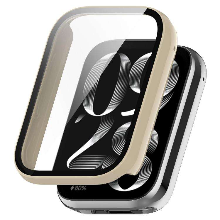 For Xiaomi Smart Band 10 Pro  Tempered Film Integrated PC Watch Protective Case(Ivory White)