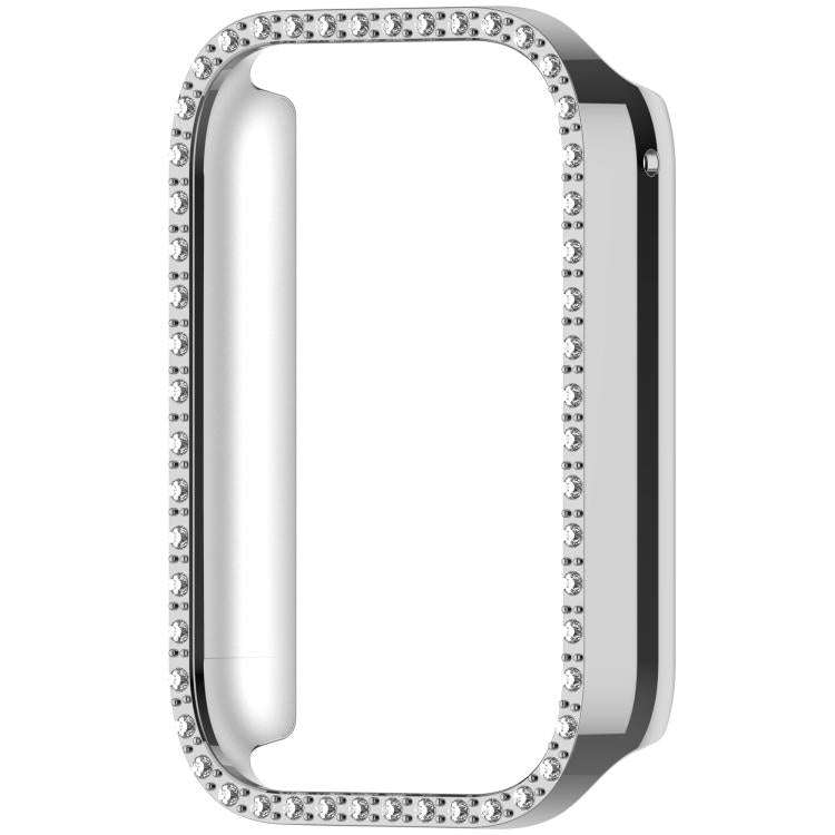 For Xiaomi Smart Band 10 Pro Diamond Half Coverage Hollow PC Watch Protective Case(Silver)