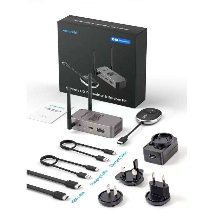 Lemorele Q5R18 USB One-Click Wireless HDMI-compatible Transmitter for Presentations, Plug: EU Plug