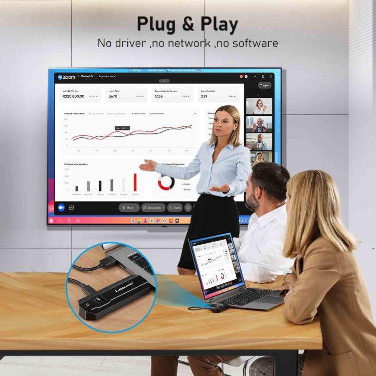 Lemorele P50 1 Receiver 8 Transmitters HDMI-compatible Wireless Set 4K 50M WiFi Presentation Adapter