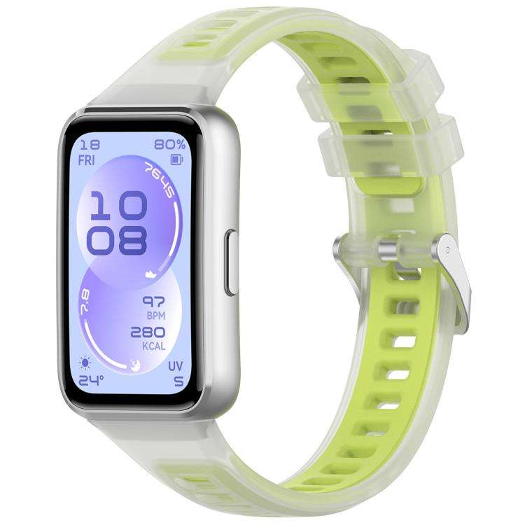 For Huawei Band 11 / Band 11 Pro Translucent Jelly Silicone Watch Band(Lime)