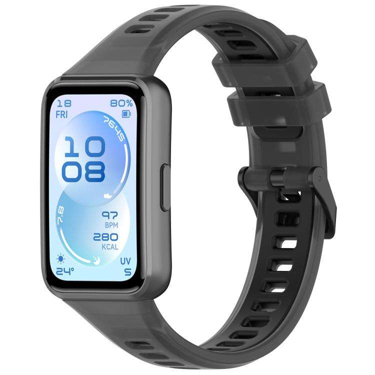 For Huawei Band 11 / Band 11 Pro Translucent Jelly Silicone Watch Band(Black)