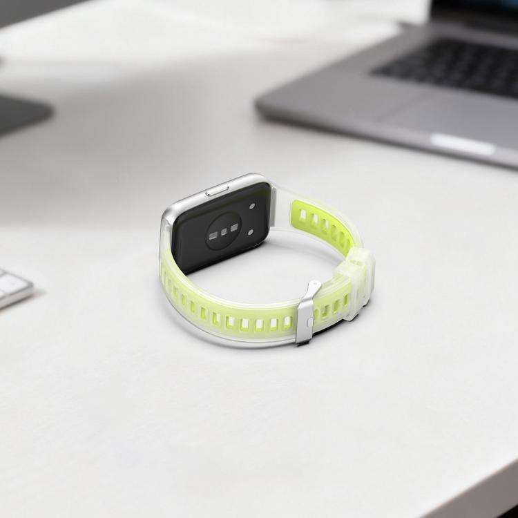 For Huawei Band 11 / Band 11 Pro Translucent Jelly Silicone Watch Band(Lime)