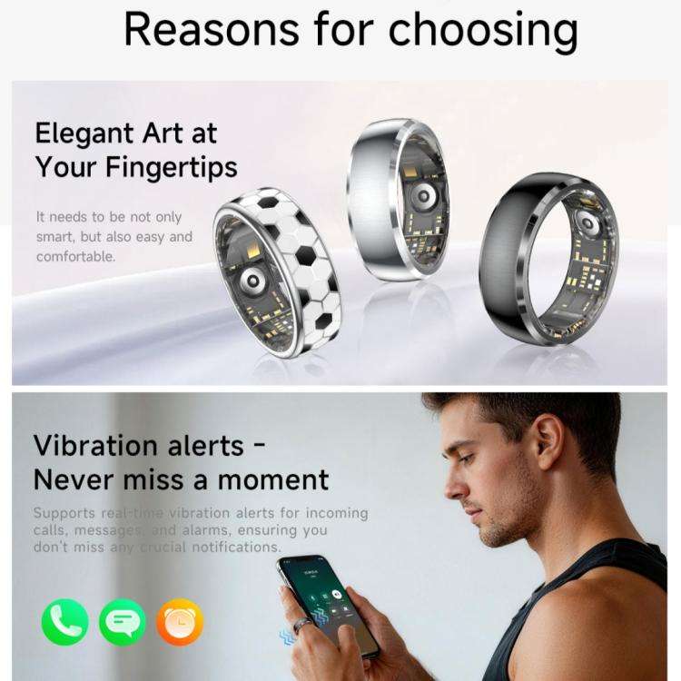 SY15 SIZE 11 Smart Ring, Supports Health Monitoring / Gesture Control(Silver)