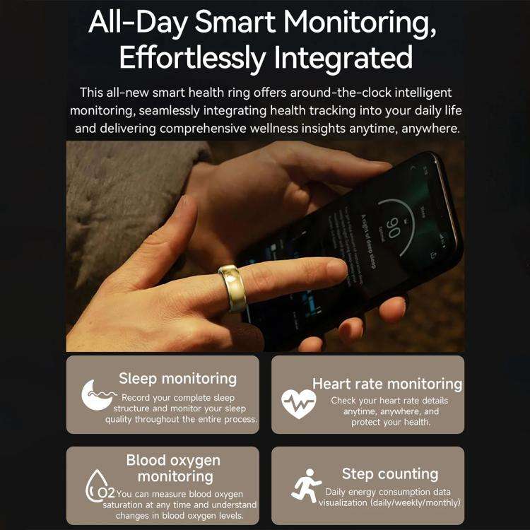 SY15 SIZE 11 Smart Ring, Supports Health Monitoring / Gesture Control(Silver)