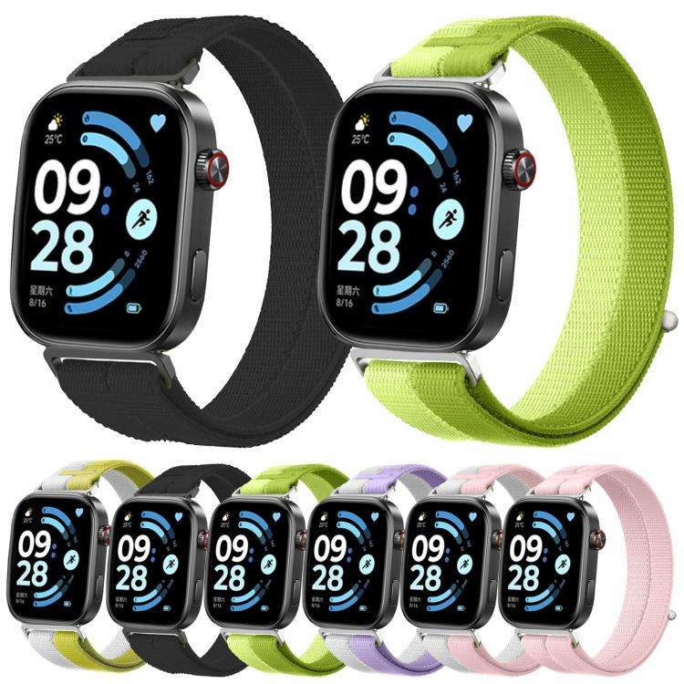 For Xiaomi Band 10 Pro / 9 Pro / Redmi Watch 6 Feather Yarn Stitched Nylon Loop Metal Interface W...