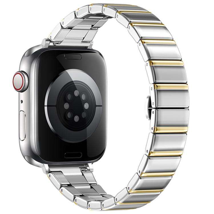 For Apple Watch 42mm / 41mm / 40mm / 38mm Eggplant Bamboo Slim Butterfly Folding Buckle Stainless...