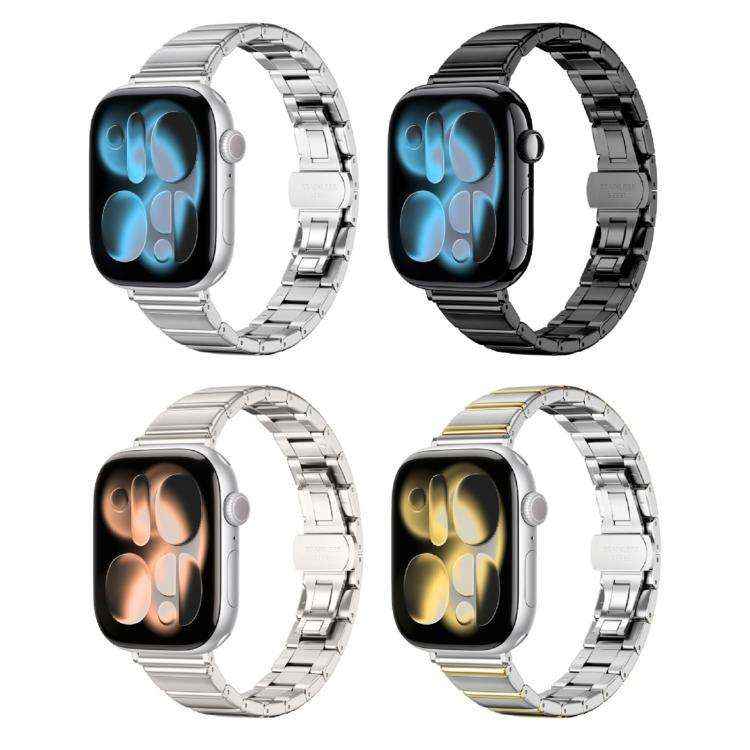 For Apple Watch 42mm / 41mm / 40mm / 38mm Eggplant Bamboo Slim Butterfly Folding Buckle Stainless...