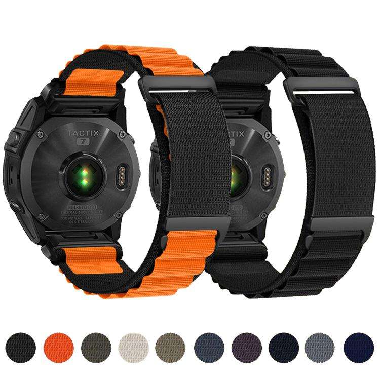 For Gamin 26mm C Buckle Two-Section High Mountain Loop Nylon Watch Band(Navy Blue Black)