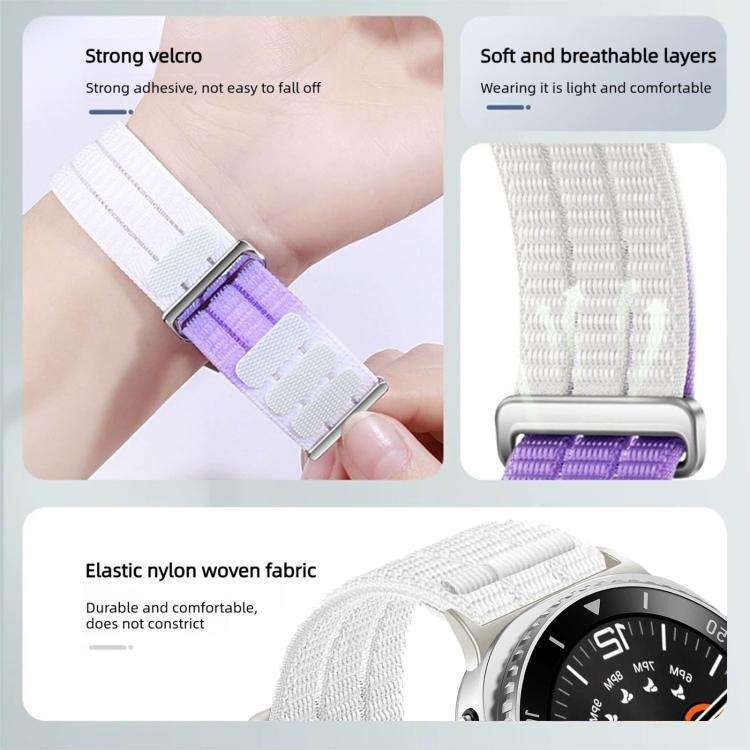 For Galaxy Watch9 / 8 / 8 Classic Double-Link Cloud-Feel Breathable Nylon Loop Metal Head Watch B...