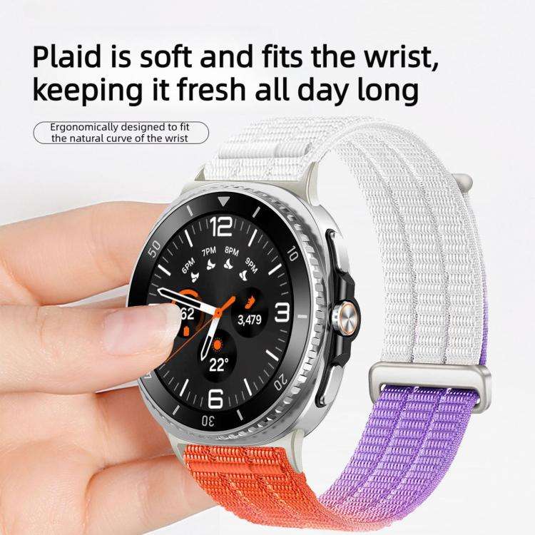For Galaxy Watch9 / 8 / 8 Classic Double-Link Cloud-Feel Breathable Nylon Loop Metal Head Watch B...