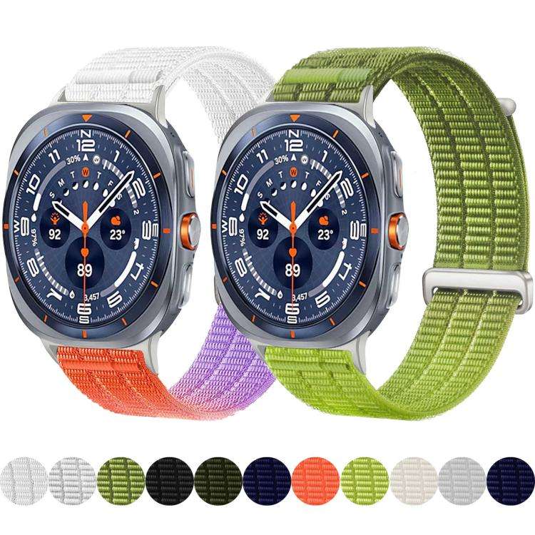For Galaxy Watch Ultra2 2026 / 2025 / 1 2024 Double-Link Cloud-Feel Breathable Nylon Loop Metal H...