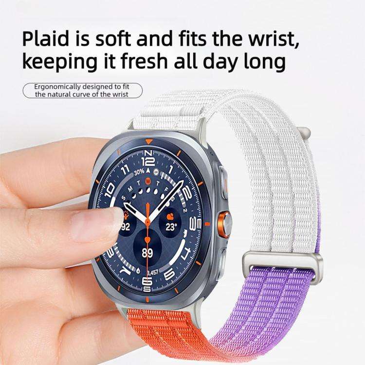 For Galaxy Watch Ultra2 2026 / 2025 / 1 2024 Double-Link Cloud-Feel Breathable Nylon Loop Metal H...