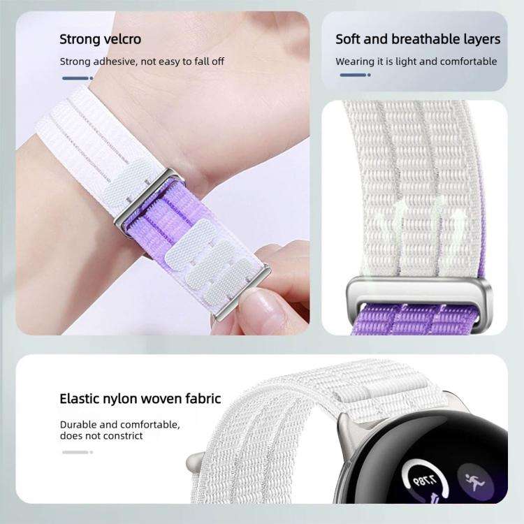 For Google Pixel Watch 4 / 3 45mm Double-Link Cloud-Feel Breathable Nylon Loop Metal Head Watch B...