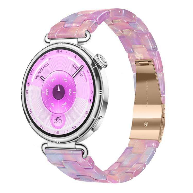 18mm Slim Butterfly Clasp Three Beads Resin Watch Band(Pastel Pink)