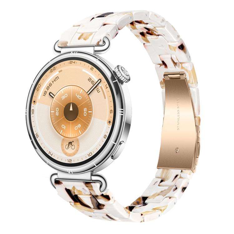 18mm Slim Butterfly Clasp Three Beads Resin Watch Band(Nougat Color)