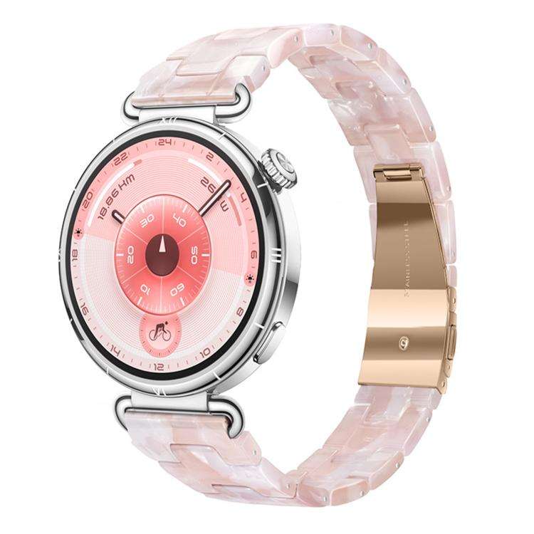 20mm Slim Butterfly Clasp Three Beads Resin Watch Band(Powder White)