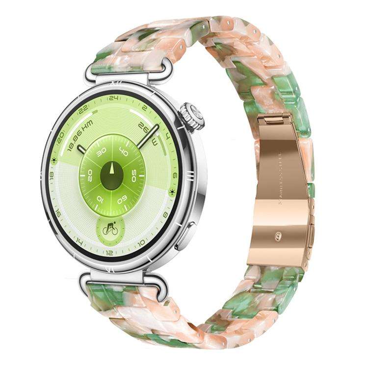 20mm Slim Butterfly Clasp Three Beads Resin Watch Band(Powder Green)