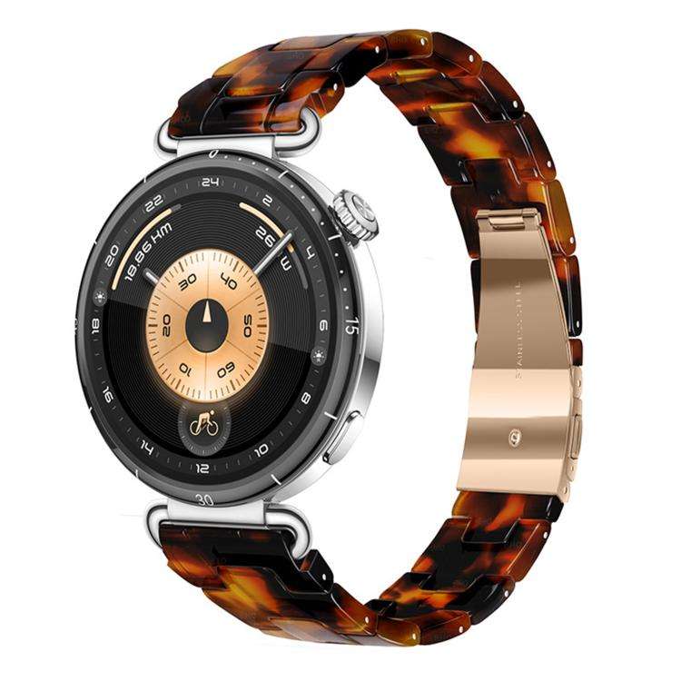 20mm Slim Butterfly Clasp Three Beads Resin Watch Band(Tortoiseshell)