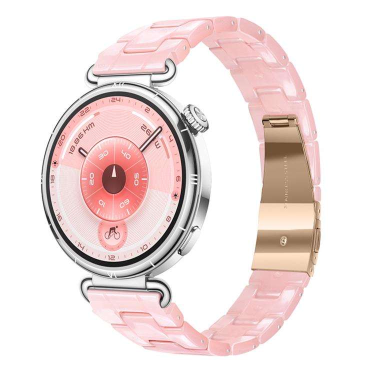 20mm Slim Butterfly Clasp Three Beads Resin Watch Band(Pink)