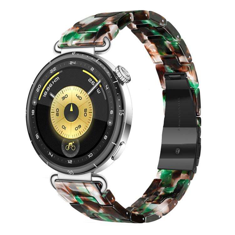 20mm Slim Butterfly Clasp Three Beads Resin Watch Band(Forest Green)