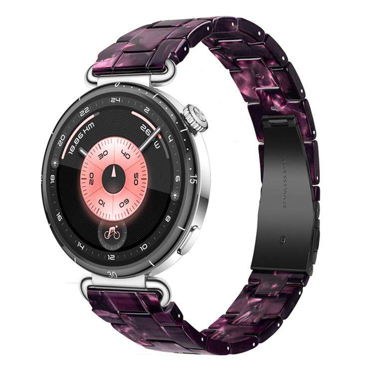 20mm Slim Butterfly Clasp Three Beads Resin Watch Band(Purple Black)