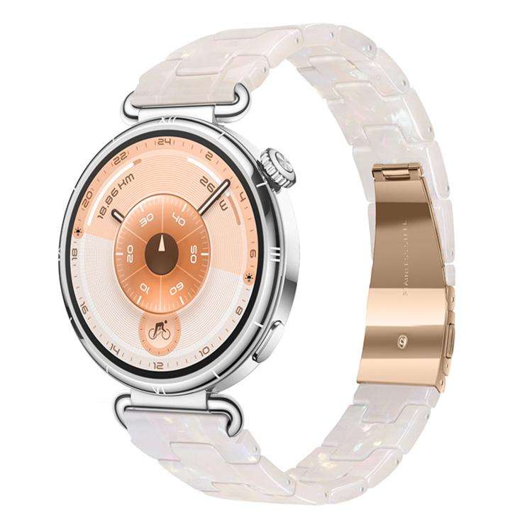 22mm Slim Butterfly Clasp Three Beads Resin Watch Band(Mixed White)