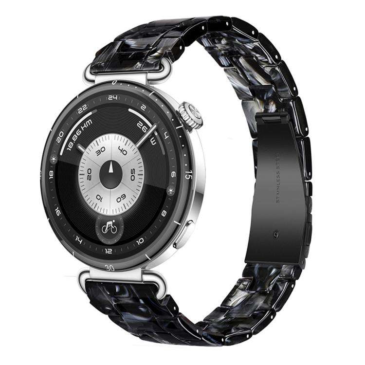 22mm Slim Butterfly Clasp Three Beads Resin Watch Band(Mixed Black)