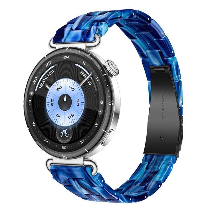 22mm Slim Butterfly Clasp Three Beads Resin Watch Band(Ink Blue)