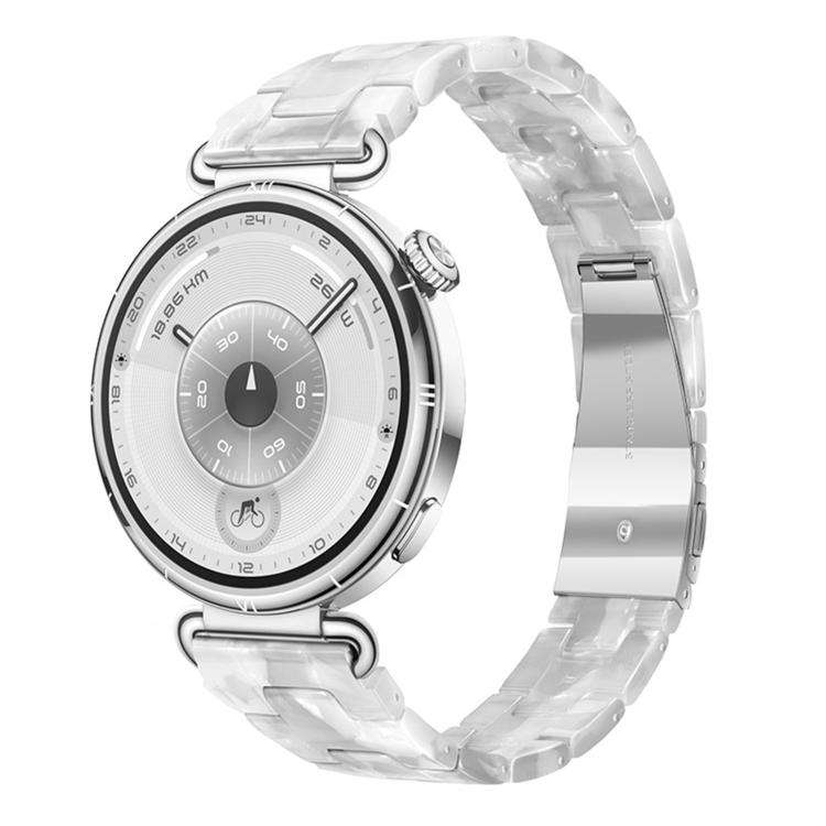 22mm Slim Butterfly Clasp Three Beads Resin Watch Band(Pearl White)