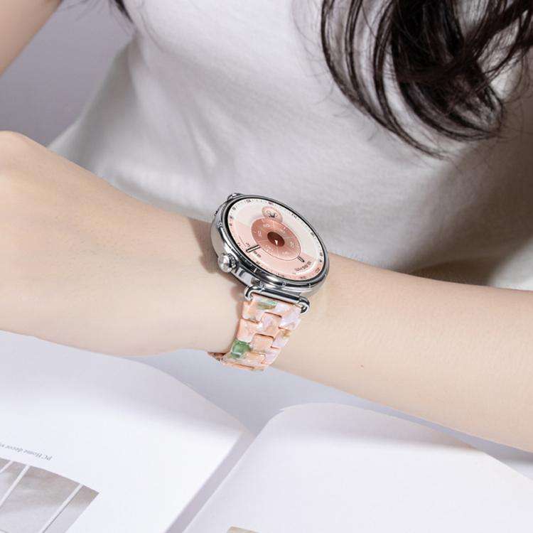 18mm Slim Butterfly Clasp Three Beads Resin Watch Band(Mixed White)
