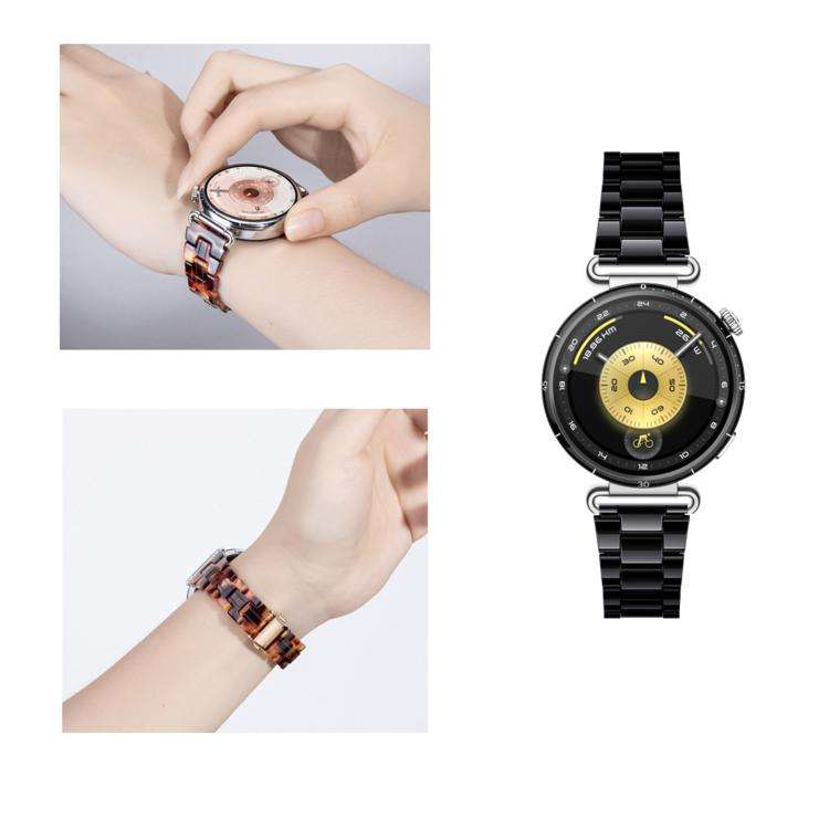 20mm Slim Butterfly Clasp Three Beads Resin Watch Band(Red)