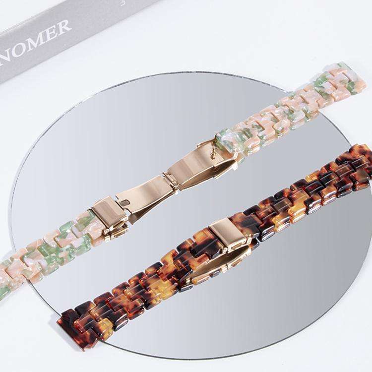22mm Slim Butterfly Clasp Three Beads Resin Watch Band(Red)